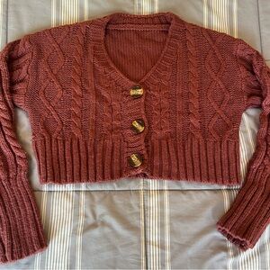 Cable knit crop cardigan